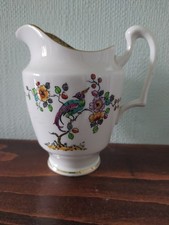 VINTAGE CROWN STAFFORDSHIRE BIRD OF PARADISE/FLOWERS PATTERNED MILK JUG