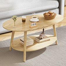 Oval Coffee Table,2-Tier