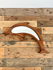 LARGE 23" VINTAGE WOODEN DOLPHIN PINE WALL MIRROR MARITIME NAUTICAL BATHROOM