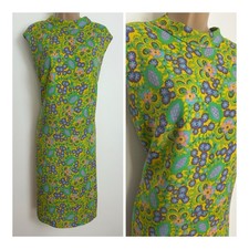 Vintage 60s Green Mustard Blue