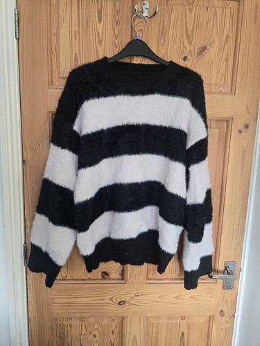 Womens black stripe fluffy - womens,