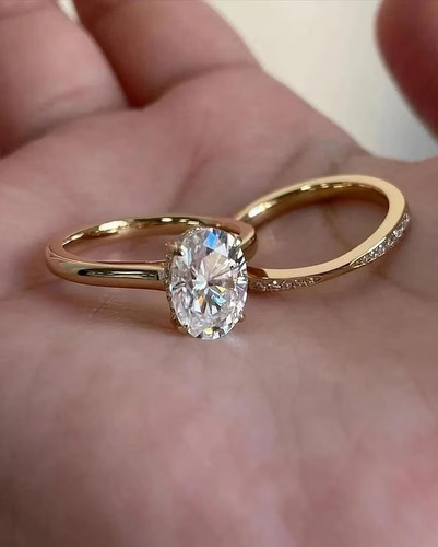Moissanite bridal set - bridal,