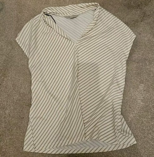 Ladies gold white stripe - ladies, gold/white