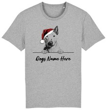 PITBULL TERRIER Personalised Christmas Dog T-Shirt Mens Womens Kids Dogs Name