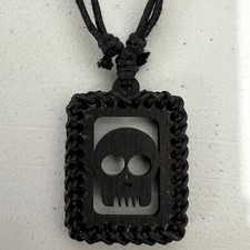 Wooden Skull Pendant Necklace