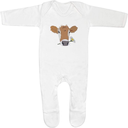 Cow with flower baby romper - 'cow,