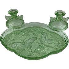 Sowerby Art Deco Green Glass