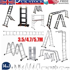 3.5/4.7/5.7M Aluminium Scaffolding Ladder Work Platform Combination Steps Safety