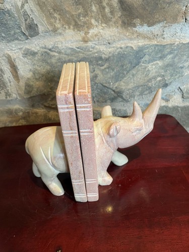 Soapstone rhino bookends 6 - soapstone,