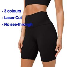 High Waist Biker Shorts Laser Cut Tummy Control Yoga Gym Pants No SEE-THROUGH