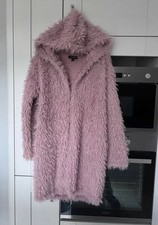 Qued London Xs Shaggy Pink Coat Worn Once