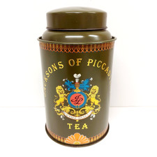 Jacksons of Piccadilly Vintage Empty Tea Tin Green Retro Collectable Kitchenalia