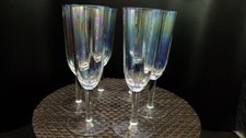Vintage 6 iridescent Champagne wine glasses faceted bowls, 145ml