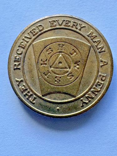 Masonic token penny - token/penny.,