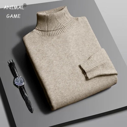 Men ribbed turtleneck jumper - turtleneck,