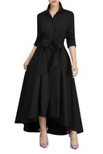 Women Long Sleeve Elegant Maxi Dress Button Down Up Shirt long dress size 2XL