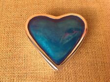 Decorative Blue enamel Heart shaped polished Aluminium Trinket pill box