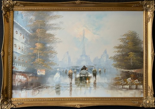 Large parisian cityscape - parisian, oil