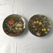 Furstenberg 2 Decorative Plates 'Wilde Schonheiten' Series With Attached Hanger