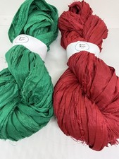Sari Silk Ribbon, 2 X 40m, Fibre Art Ribbon, Knitting, Crochet Eco Gifts. Uk