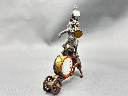Vienna bronze pug pushing drum - pug,