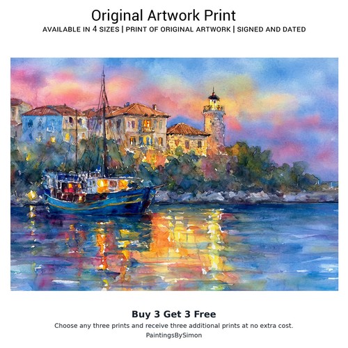 Lighthouse harbour print - |,