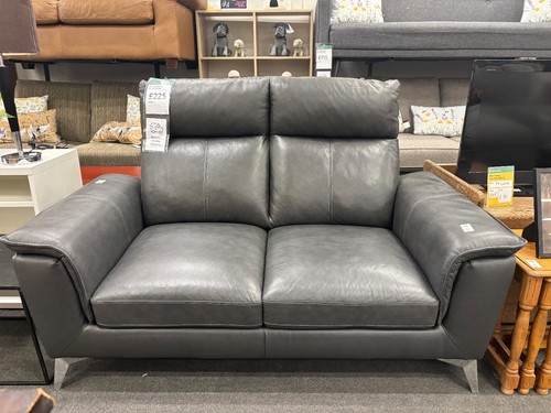 Dark grey leather seater - dark,