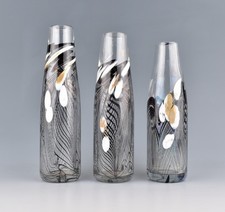 George Elliot (RCA) Bewdley Studio Glass Graduated Set Of Three Bottle Vases