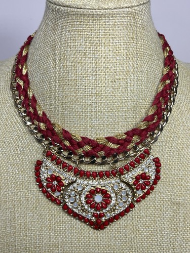 Ethnic red floral bib - ethnic,