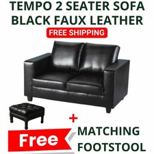 Tempo 2 Seater Sofa Black Faux