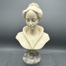 Vintage Arnaldo Gianelli Sculpture Bust Woman Alabaster Resin Mix Marble Base