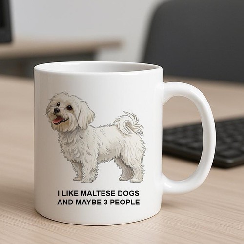 Maltese dog mug printed tea - maltese,