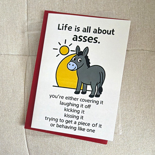 Humour folded greeting - card, w/