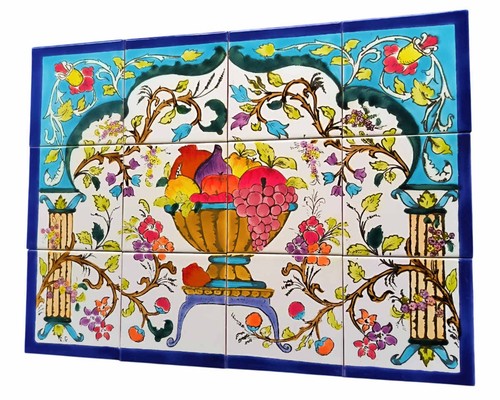 Handpainted tiles fruit basket - handpainted,