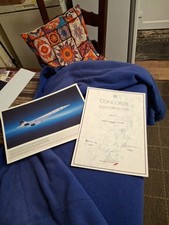 Vintage Concorde Flight Certificate And Large  Concorde Poster With Flight Spec.