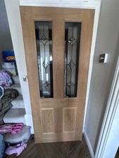 External unfinished oak veneer triple glazed door 1980H x 836W x 45mmD