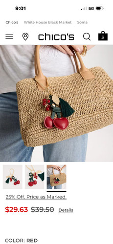 Chicos new cherry tassel bag - new, cherry/tassel