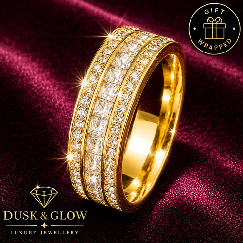 Luxury gold zirconia ring - luxury, band