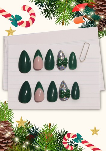 Christmas green glitter bow - christmas,