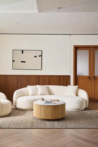 Luxury crescent sofa - luxury, suede