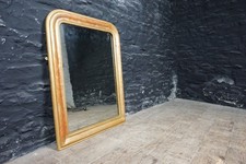 Antique 19thC Arched Topped Over Mantle Mirror with Gilt Frame & Foxed Plate