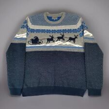 Marks & Spencer M&S Collection Christmas Jumper Mens Size M Blue Reindeer Lights