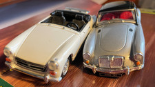 2x Diecast Model Cars CORGI MG MGA & Midget BMC British Leyland with boxes