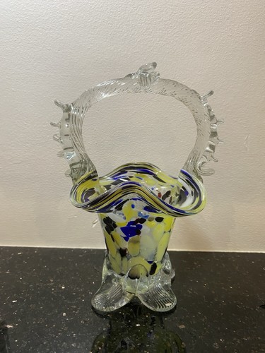Murano style glass basket - murano,