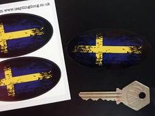 SWEDISH Flag Fade to Black Oval Car Motorcycle Stickers 75mm SWEDEN Cross Van