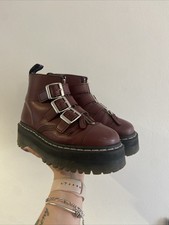 RARE Dr Martens Agyness Deyn Aggy Strap Boots Cherry Red Uk Size 4