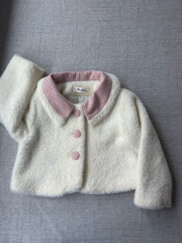 Girls cream faux fur jacket - girls,