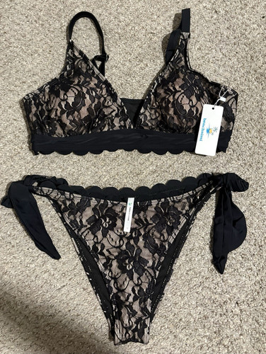 Beachsissi black floral lace - black,