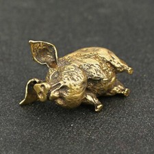 1X Brass Pig Figurine Statue