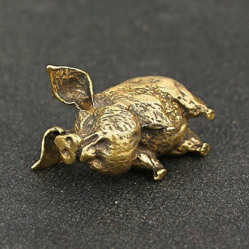 Brass pig figurine statue - brass,
